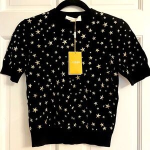 Brand New Michael Kors Collection Black sweater short sleeve with stars